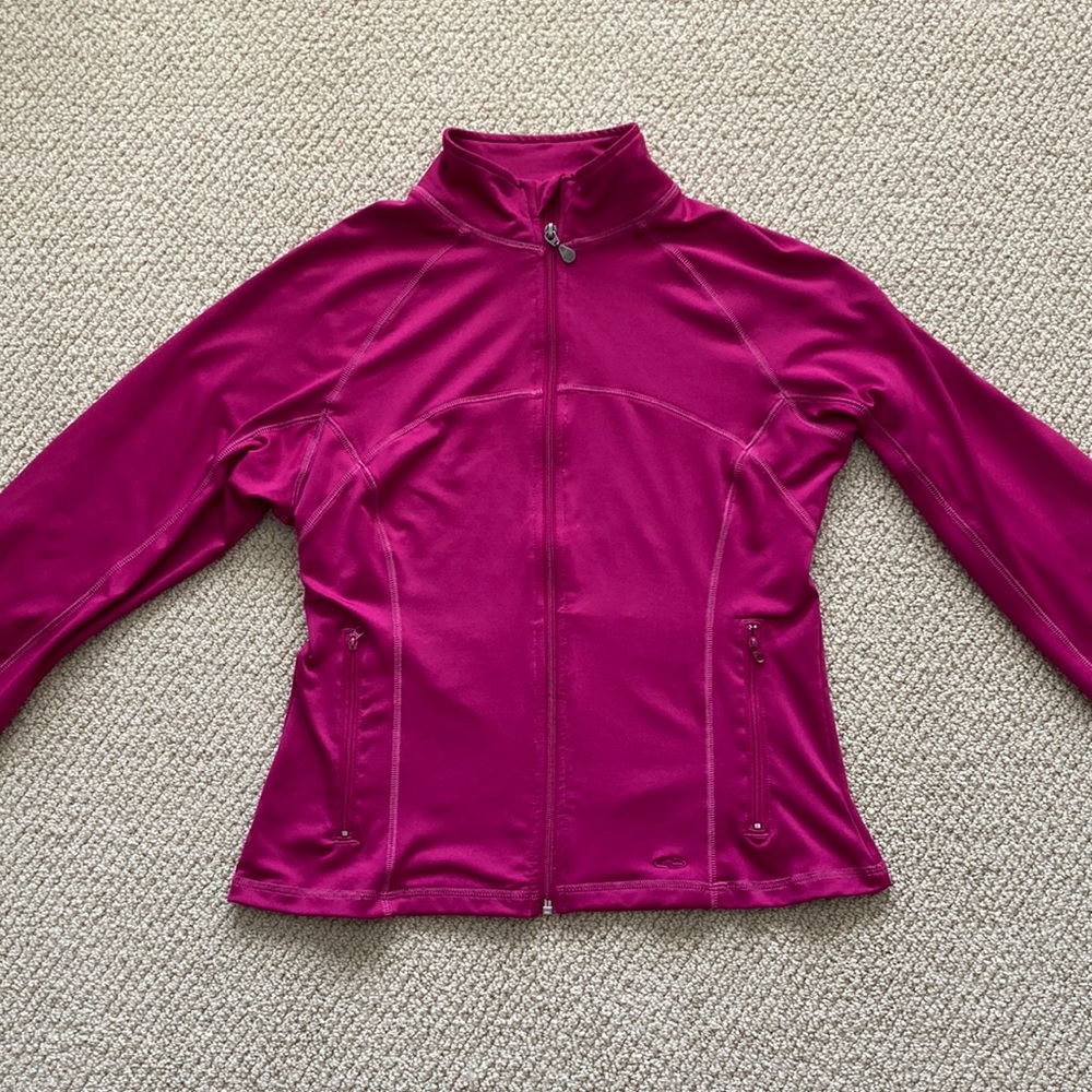 Champion Magenta Full Zip Athletic Jacket Size Medium Sweater Run Train M EUC